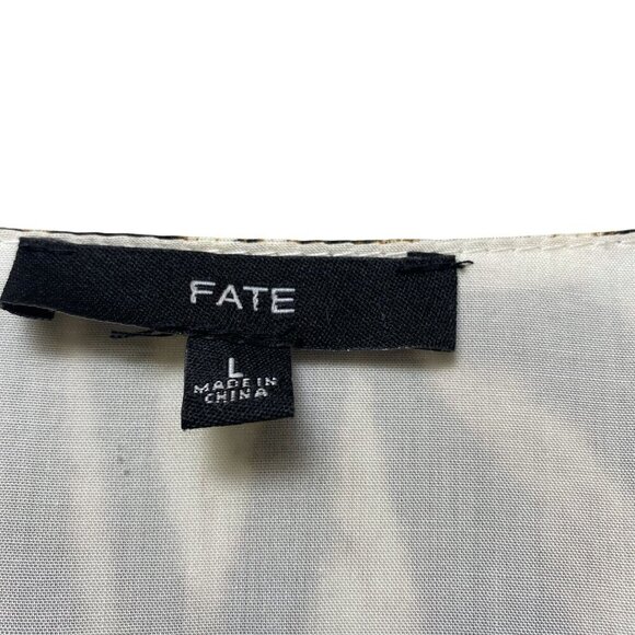 FATE Zebra Blouse Large Womens Top Rayon Animal Print Long Sleeve NWOT - Picture 9 of 13